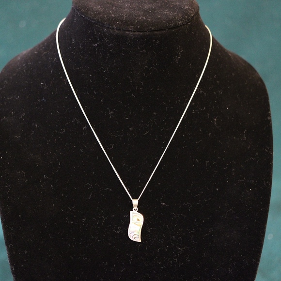 Sterling Silver 925 Abalone Pendant Chain - Picture 2 of 8